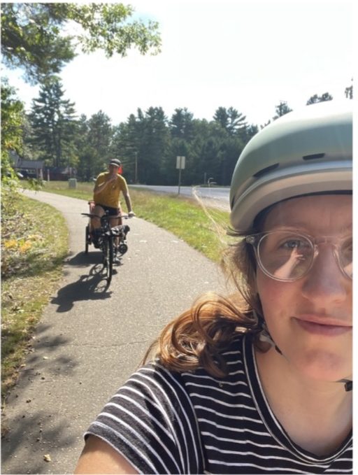 Kaitlin and Eddie riding the Heart of Vilas County Bike Trail.