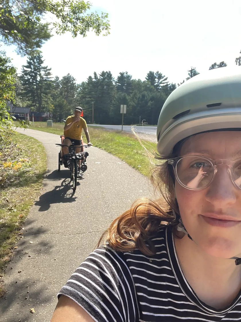 Kaitlin and Eddie riding the Heart of Vilas County Bike Trail.